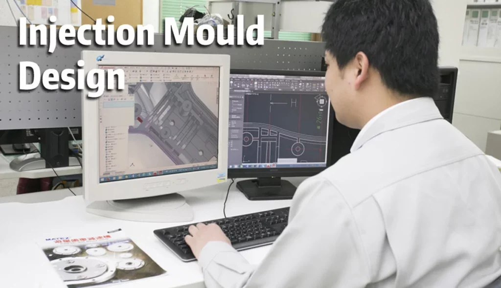 Mold design engineer reviewing injection mold CAD drawings during a DFM review