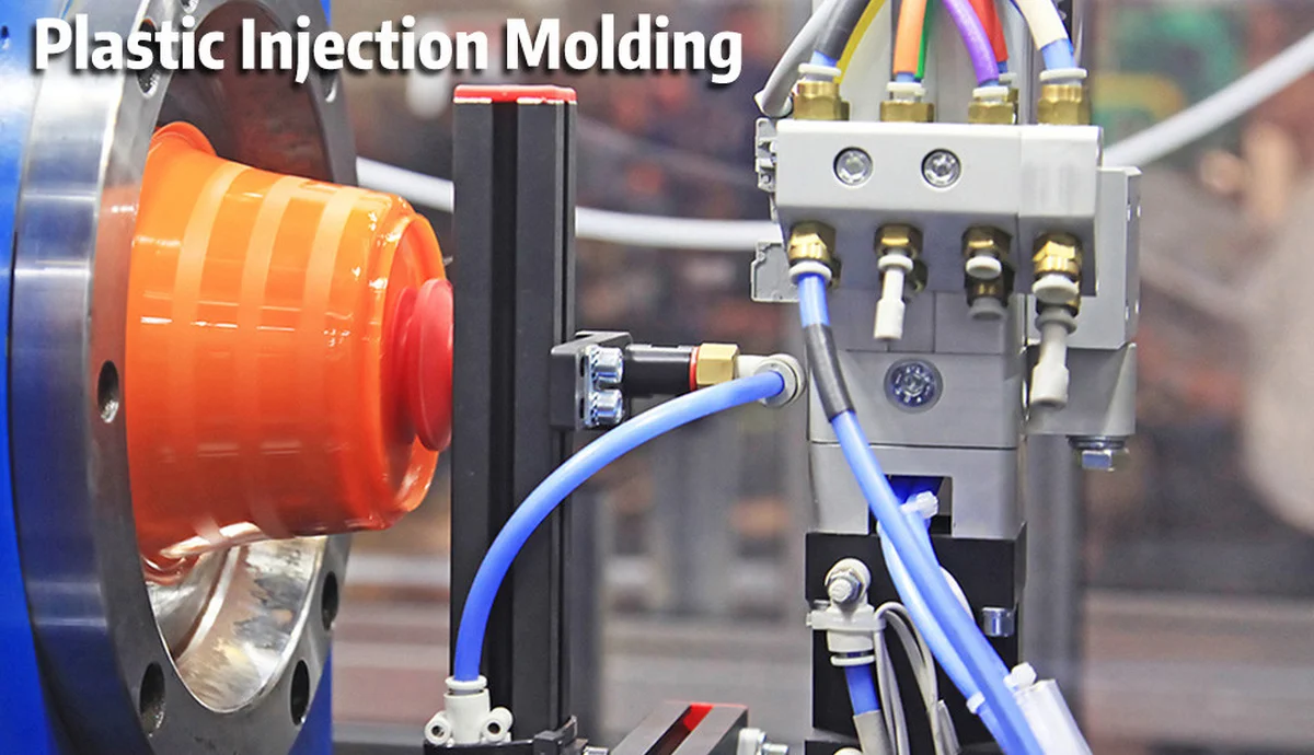 Automated injection molding cell with mold and pneumatic handling for precision parts