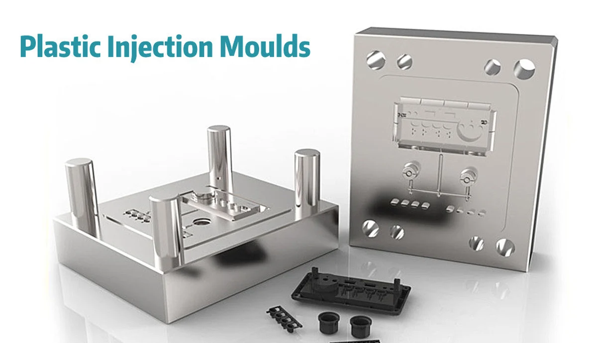 Precision steel injection mold halves with cavities and cores for custom plastic parts